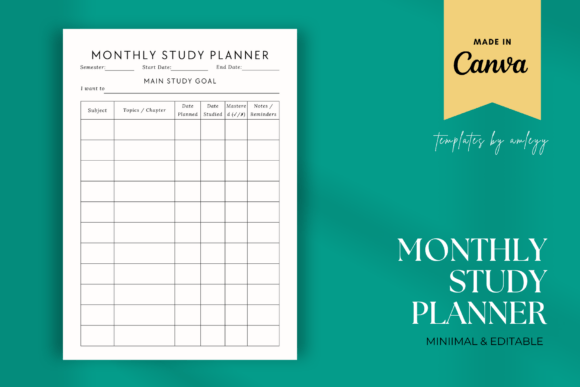 Study Planner Template Printable
