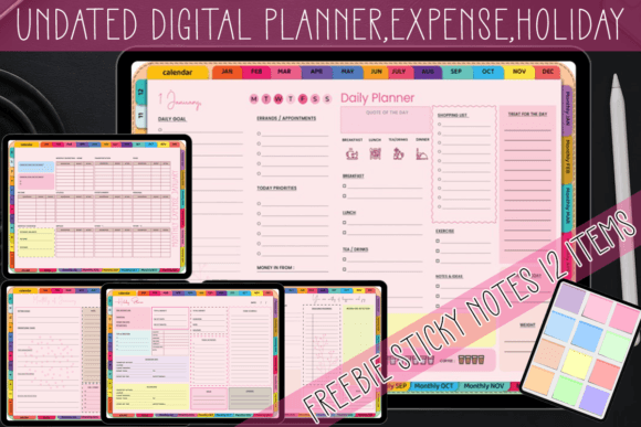 Undated Digital Planner,Expense,Holiday